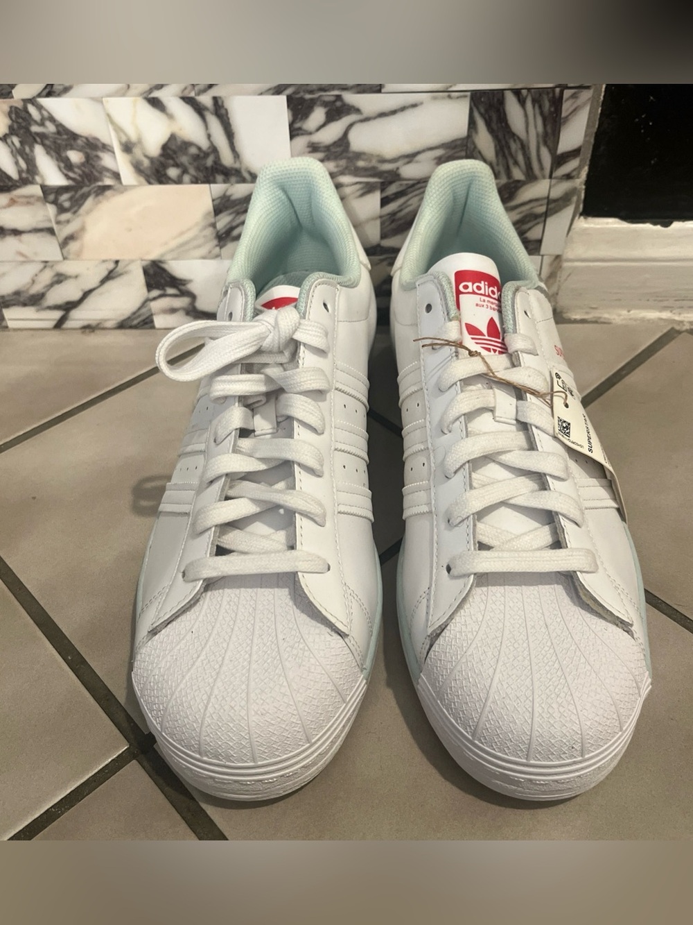 NEW Adidas Superstar Sneaker White Cloud/Almost Blue Men’s HQ4539 Size 12